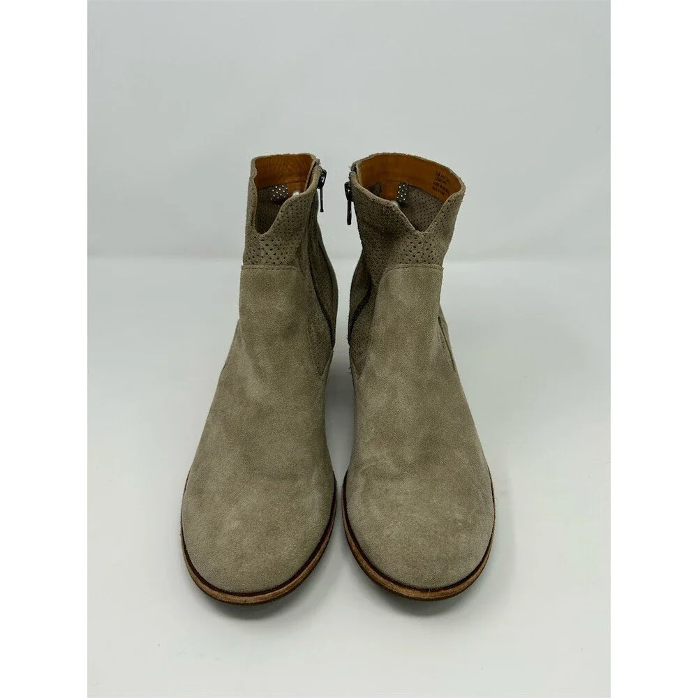 Kork-Ease Sherrill Womens Ankle Booties Beige Perforated Side Zip Block Size 9.5